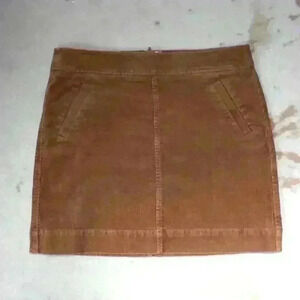 LOFT Brown Corduroy Zip Up Mini Pencil Skirt Boho Western Cowgirl Women Size 8